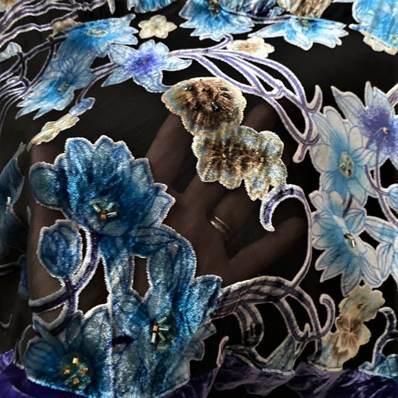 Telluride Clothing Co. Burnt velvet jewel coloured silk blend tank tunic top - Picture 9 of 16